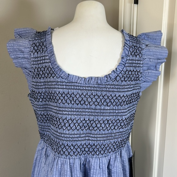 Tuckernuck POMANDER PLACE Seersucker Smocked Maxine Dress Blue Sz XL NEW - Picture 11 of 15